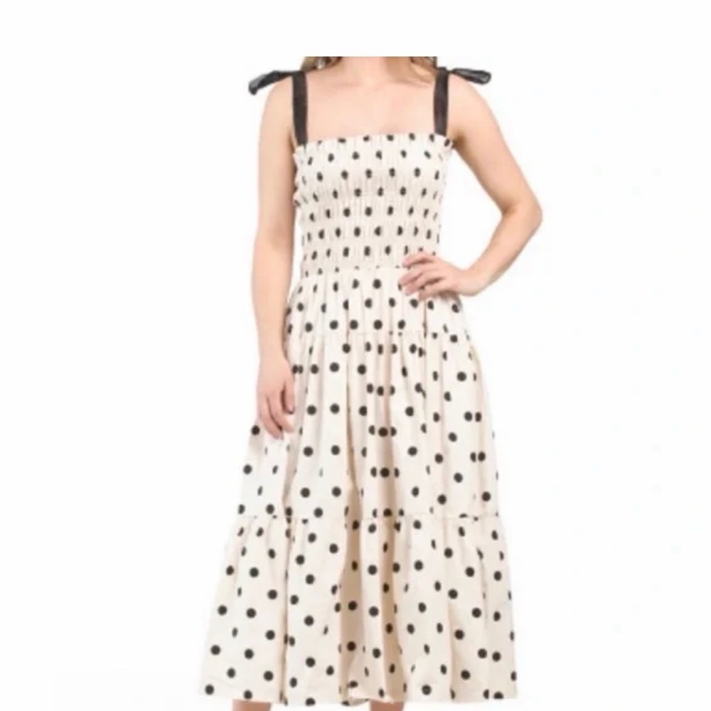 En Saison Cream and Black Polka Dot Dress